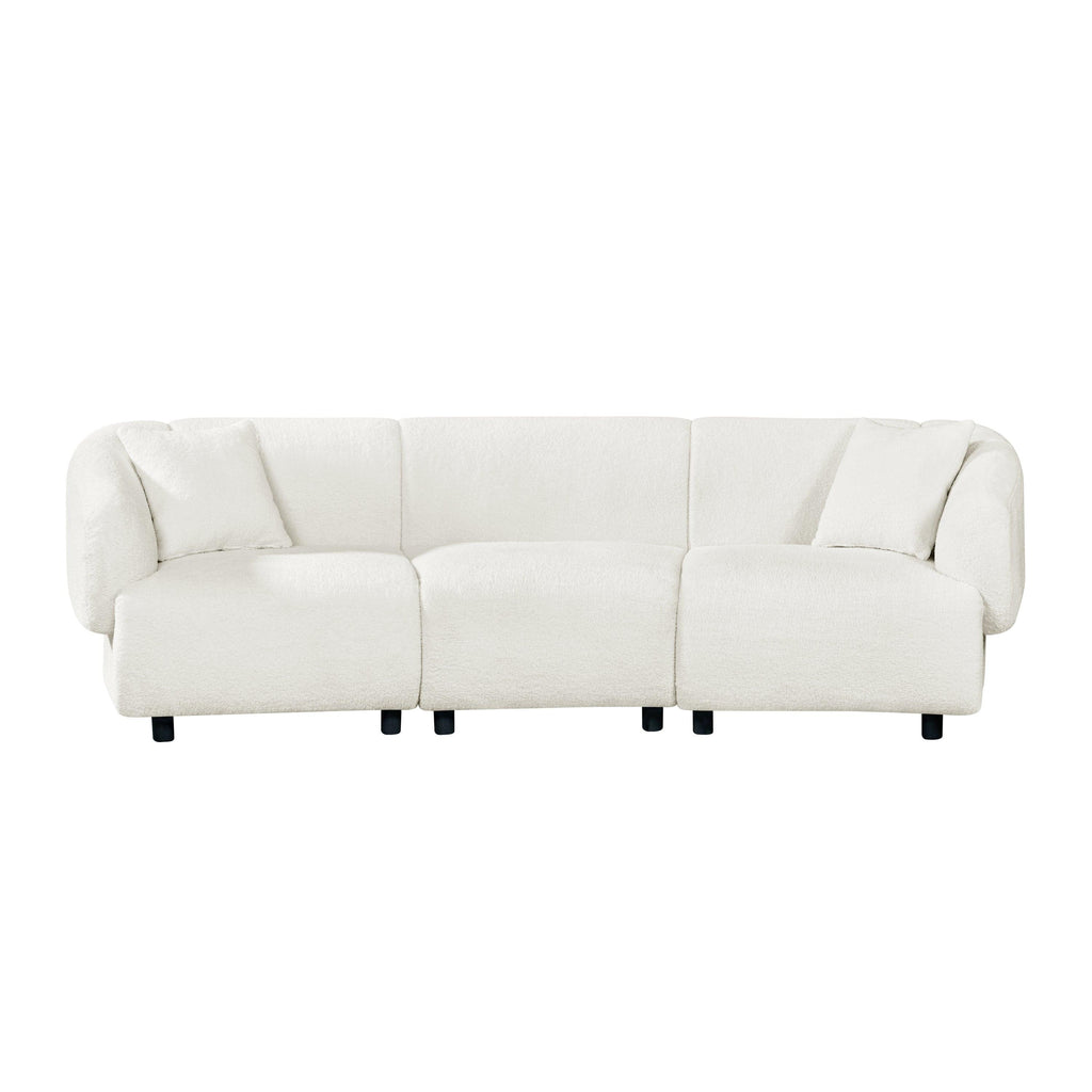 Curved Contemporary 3-Seater Sofa in Beige for Stylish Living.