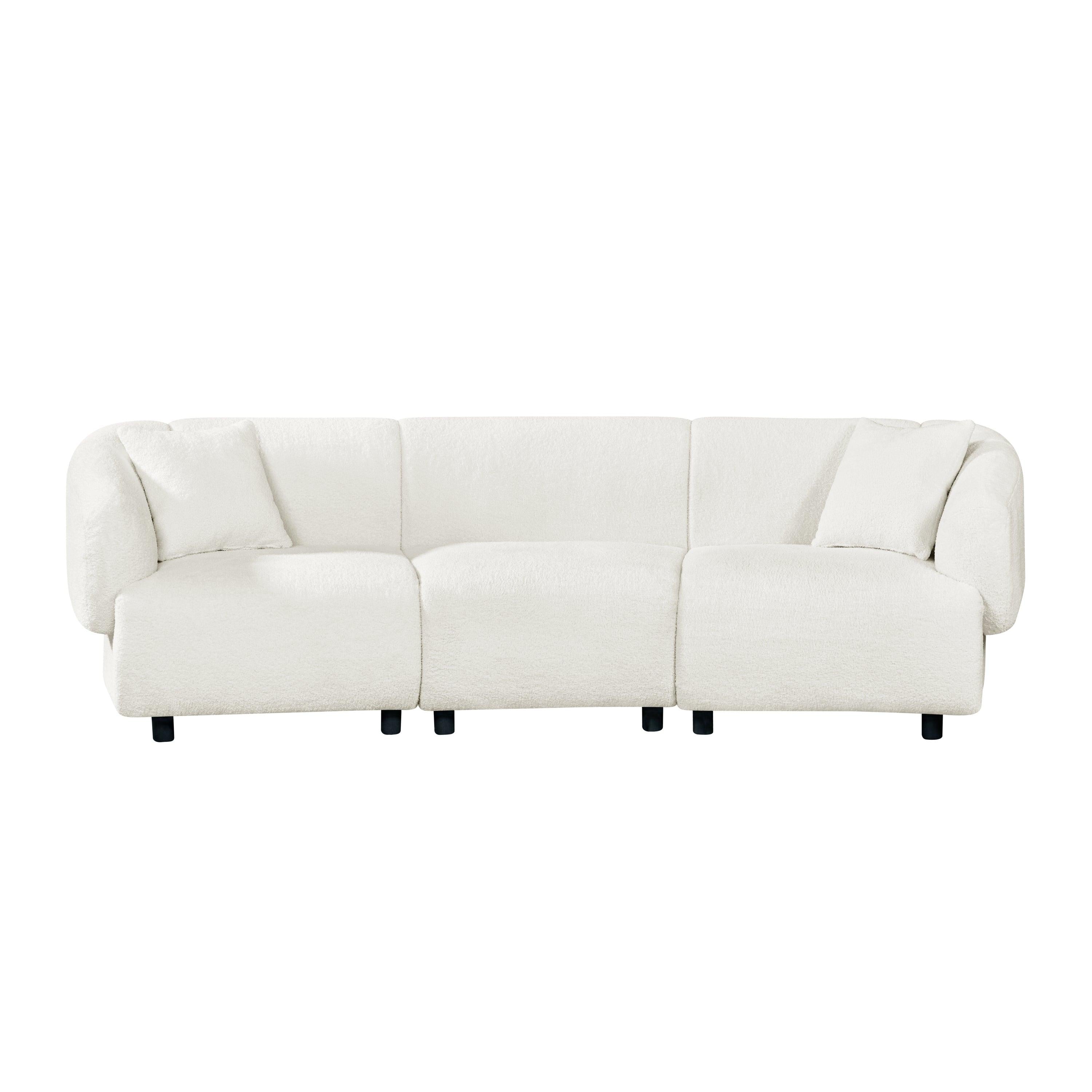 Curved Contemporary 3-Seater Sofa in Beige for Stylish Living.