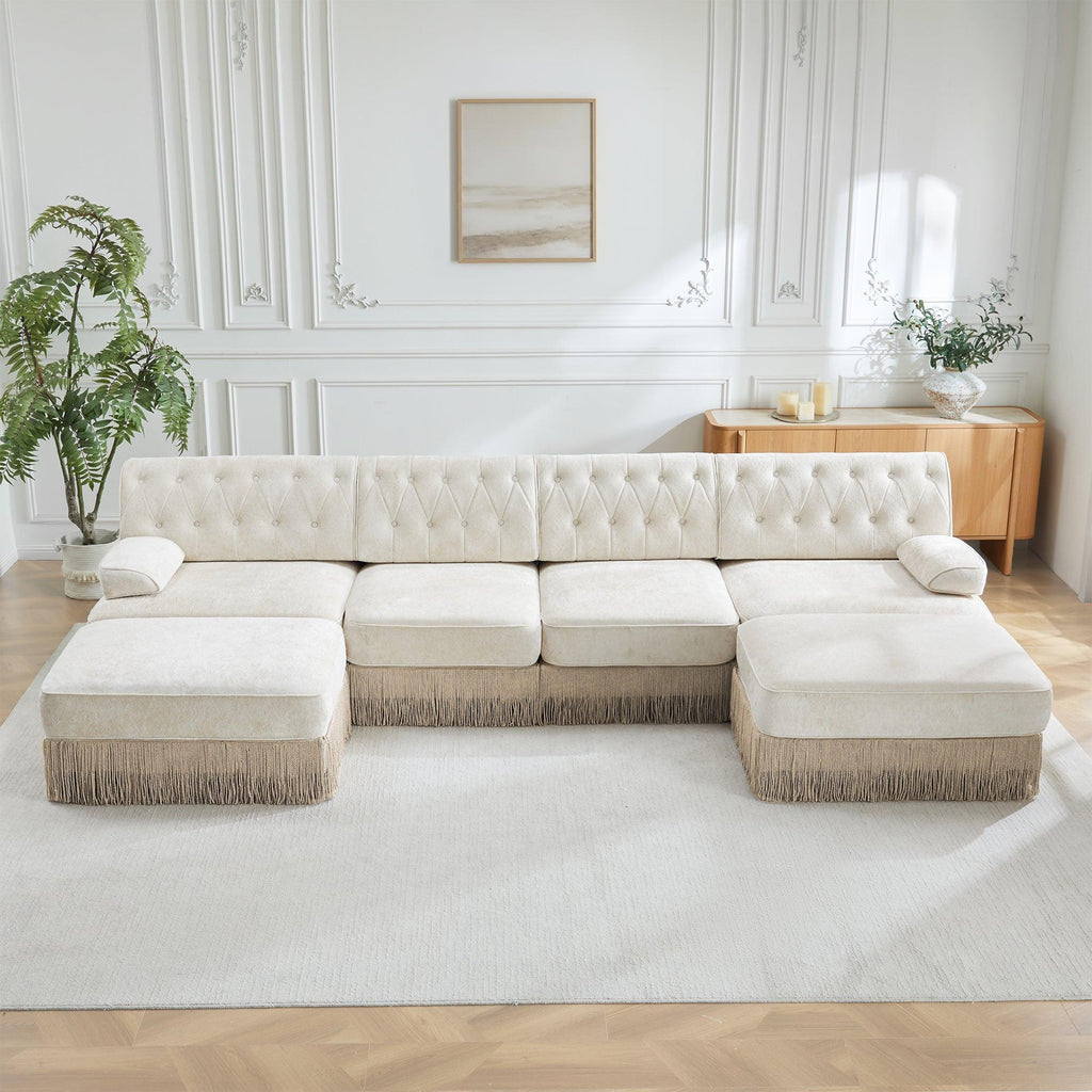 4-Seater Modular Sectional Sofa with 2 Ottomans.