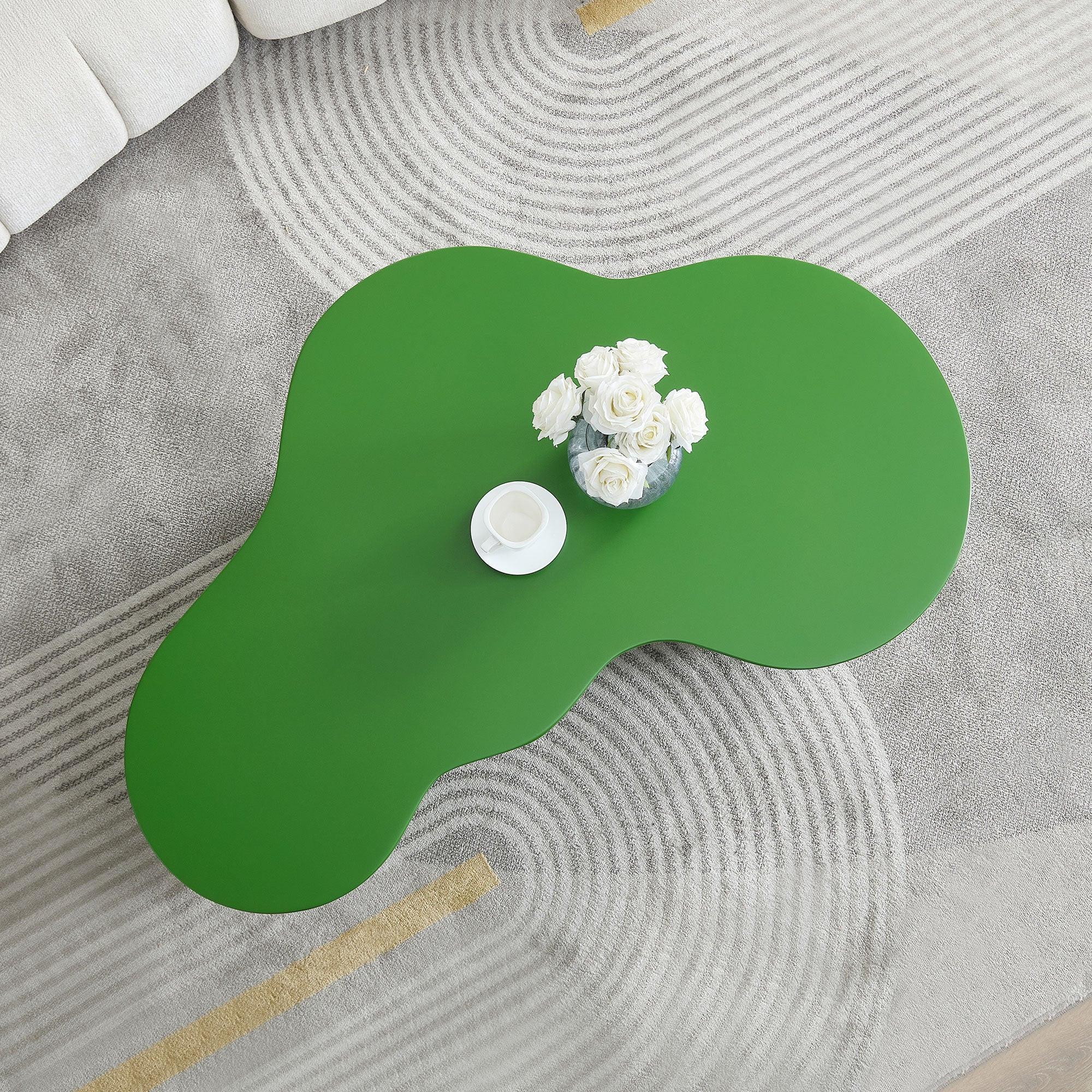 50 Inch Green Fiberglass Coffee Table for Living Room.