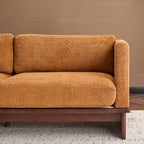 Modern 3 Seater Boucle Sofa with Solid Wood Base.