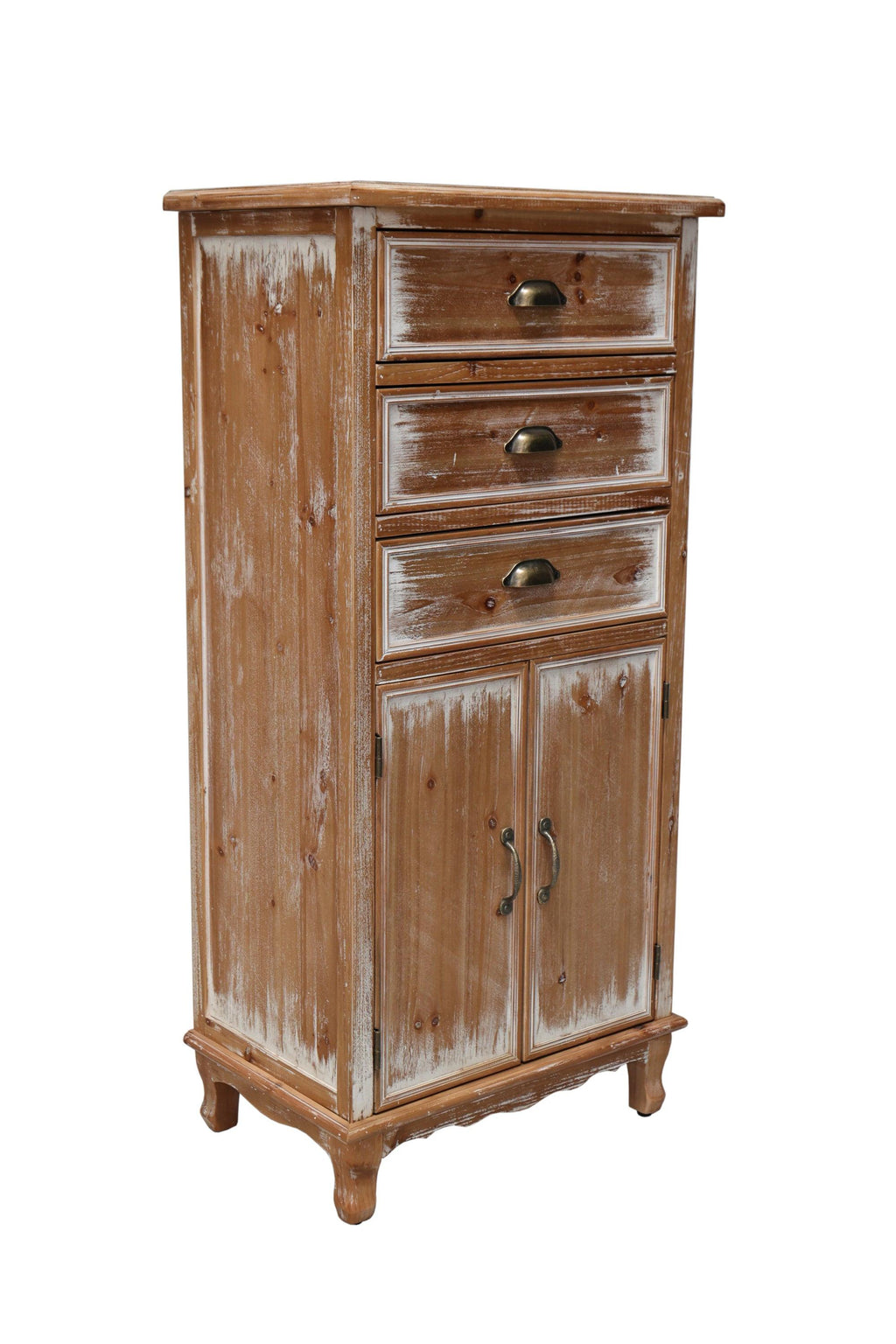 Rustic Wooden Storage Cabinet - Narrow Organizer with Drawers.
