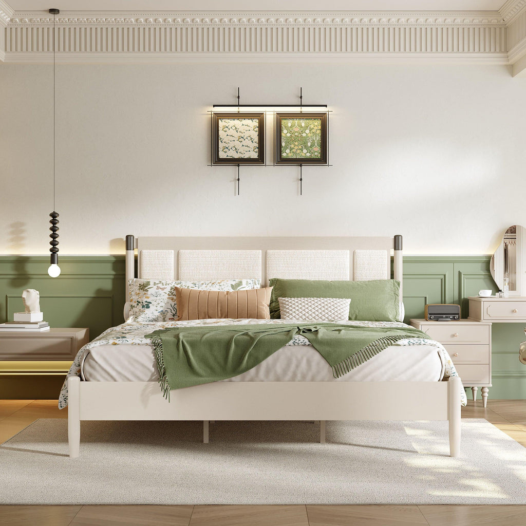 Solid Wood King Bed with Heavy Duty Support.