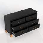 Modern 6-Drawer Dresser with Metal Handles.