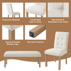 6-Piece Modern Dining Set, Rectangle Kitchen Table with 4 Upholstered Chairs & Bench, Ideal for Dining Room and Living Room, (Easy Assembly, Space Saving)