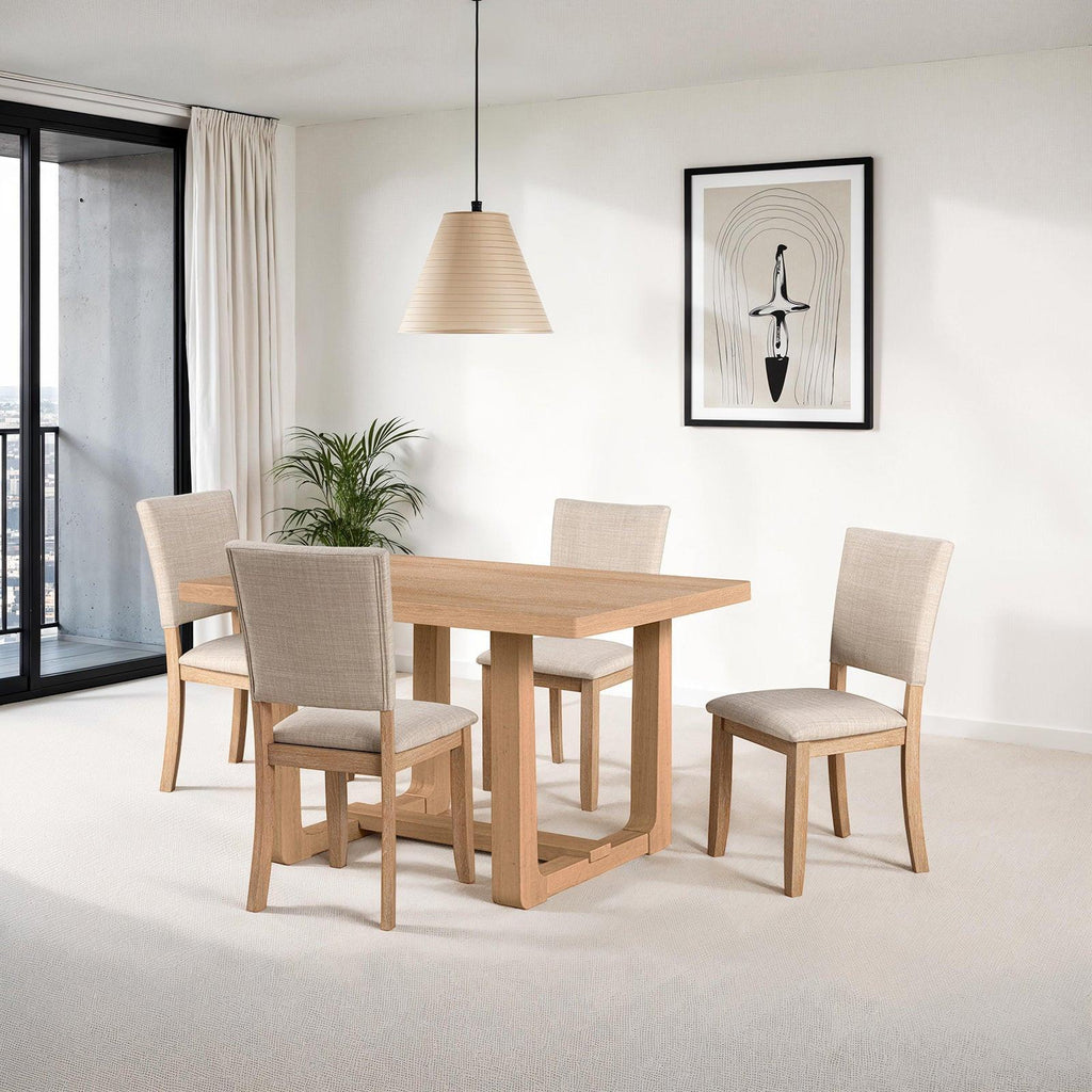 Transitional 5pc Dining Set with Natural Finish.