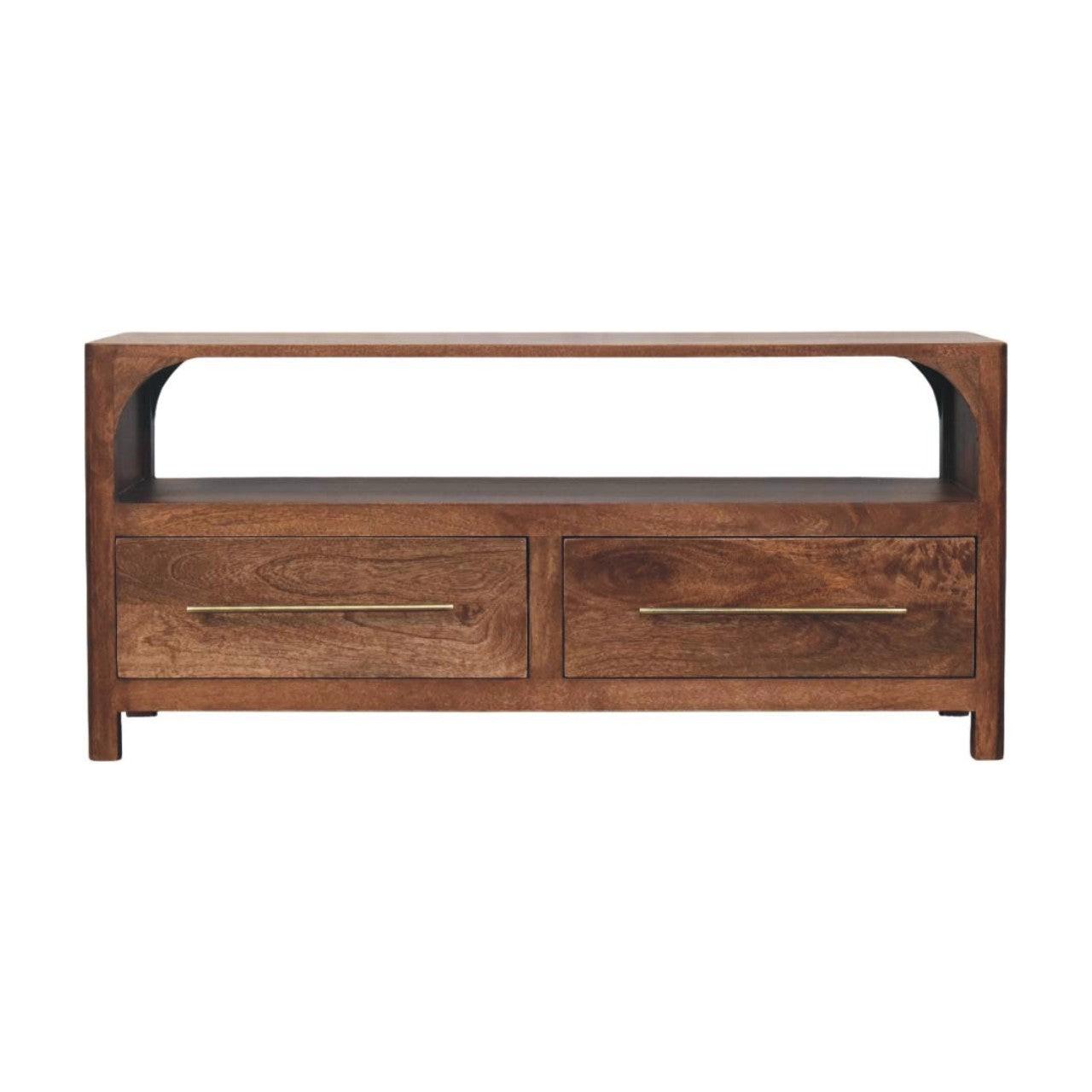 Solid Wood Arc-Line Media Console - Solid Wood Media Console.