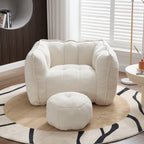 Adult Beige Chenille Square Bean Bag Chair, 41.2x32.3x25".