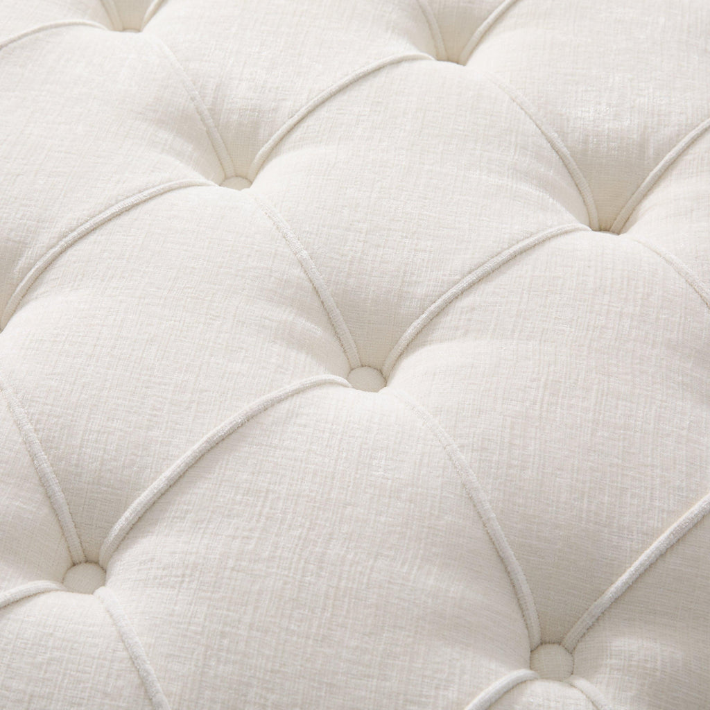32' Round Tufted Ottoman - Elegant Chenille Coffee Table.