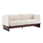 Modern Three-Seater Boucle Sofa - Beige Upholstered Couch.