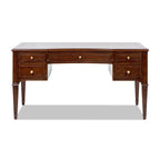 Front view of Executive Desk 5-Drawer Wood - Gold Accents showing symmetrical drawer layout and polished wood finish.