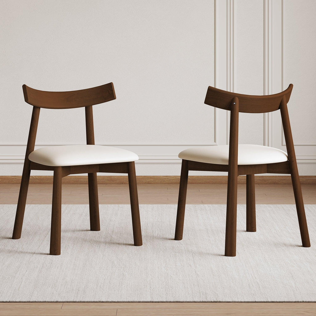 Ergonomic Modern Dining Chairs Set of 2 in Walnut.
