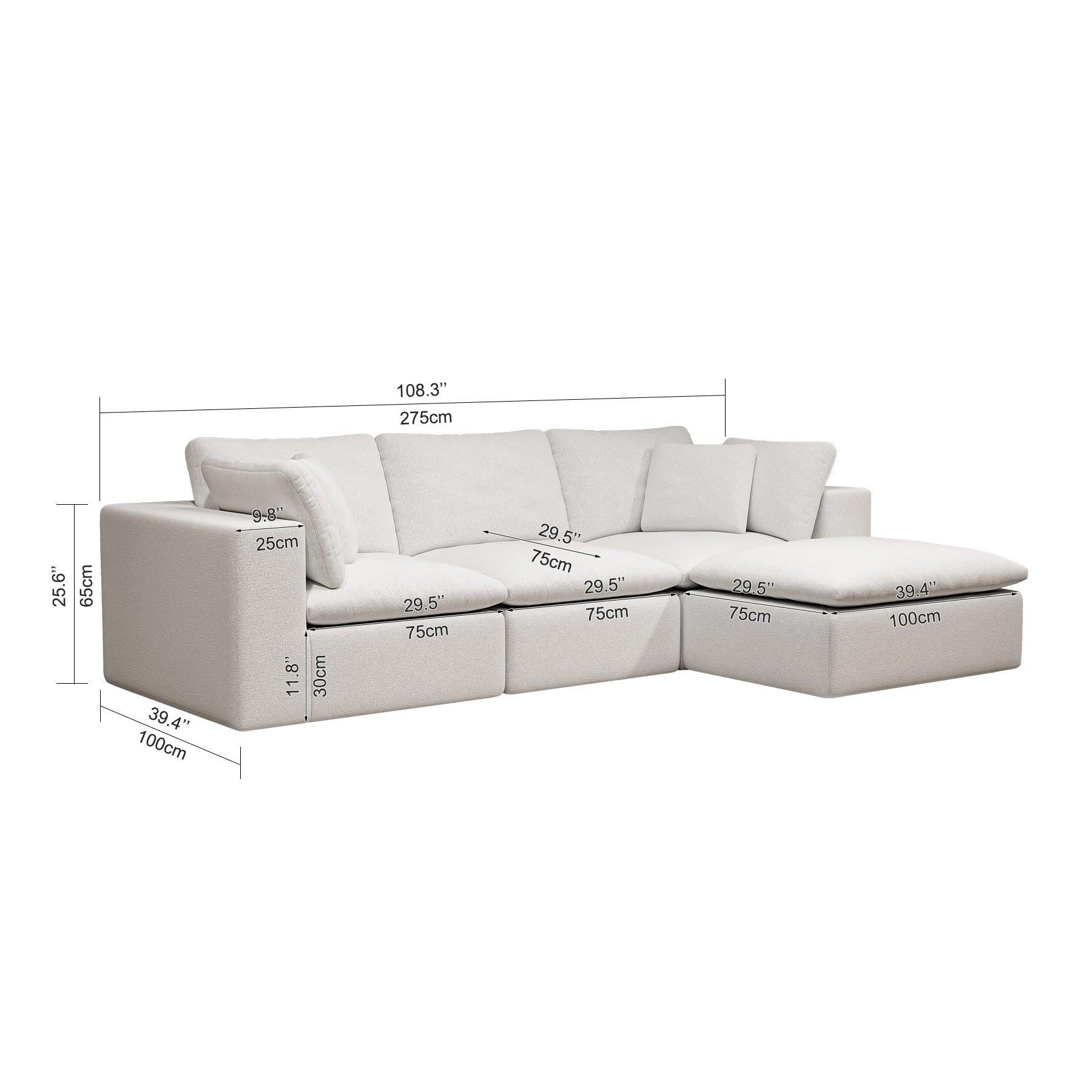 Modular Sectional Sofa - White Plush Corduroy.
