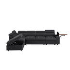 Black Sectional Sofa with Storage Ottoman for Comfortable Living.