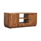 Solid Wood Media Console - Artisan Furniture with Shelves.