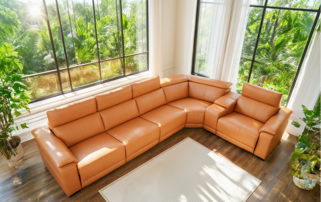 6-Piece Modular Leather Sofa for Living Room.