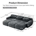 Modular 3-Seater Plush Sofa with Movable Ottoman - Dark Grey.