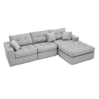 Corduroy L-Shaped Sectional Sofa with Chaise in Light Gray