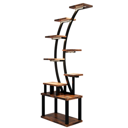 Plant Stand indoor 9-Tiered , 63.6' Tall Plant Stand with 5 Grow Lights, Adjustable Lighting Modes (5/3/2 Lights), 10-Level Dimming & 3 Timer Settings, Energy-Efficient, Perfect for Plant Growth