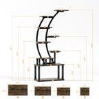 Plant Stand indoor 9-Tiered , 63.6' Tall Plant Stand with 5 Grow Lights, Adjustable Lighting Modes (5/3/2 Lights), 10-Level Dimming & 3 Timer Settings, Energy-Efficient, Perfect for Plant Growth