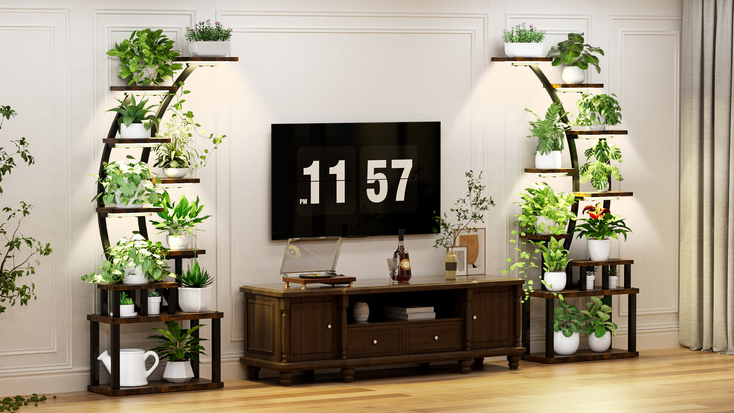 Plant Stand indoor 9-Tiered , 63.6' Tall Plant Stand with 5 Grow Lights, Adjustable Lighting Modes (5/3/2 Lights), 10-Level Dimming & 3 Timer Settings, Energy-Efficient, Perfect for Plant Growth