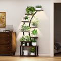 Plant Stand indoor 9-Tiered , 63.6' Tall Plant Stand with 5 Grow Lights, Adjustable Lighting Modes (5/3/2 Lights), 10-Level Dimming & 3 Timer Settings, Energy-Efficient, Perfect for Plant Growth