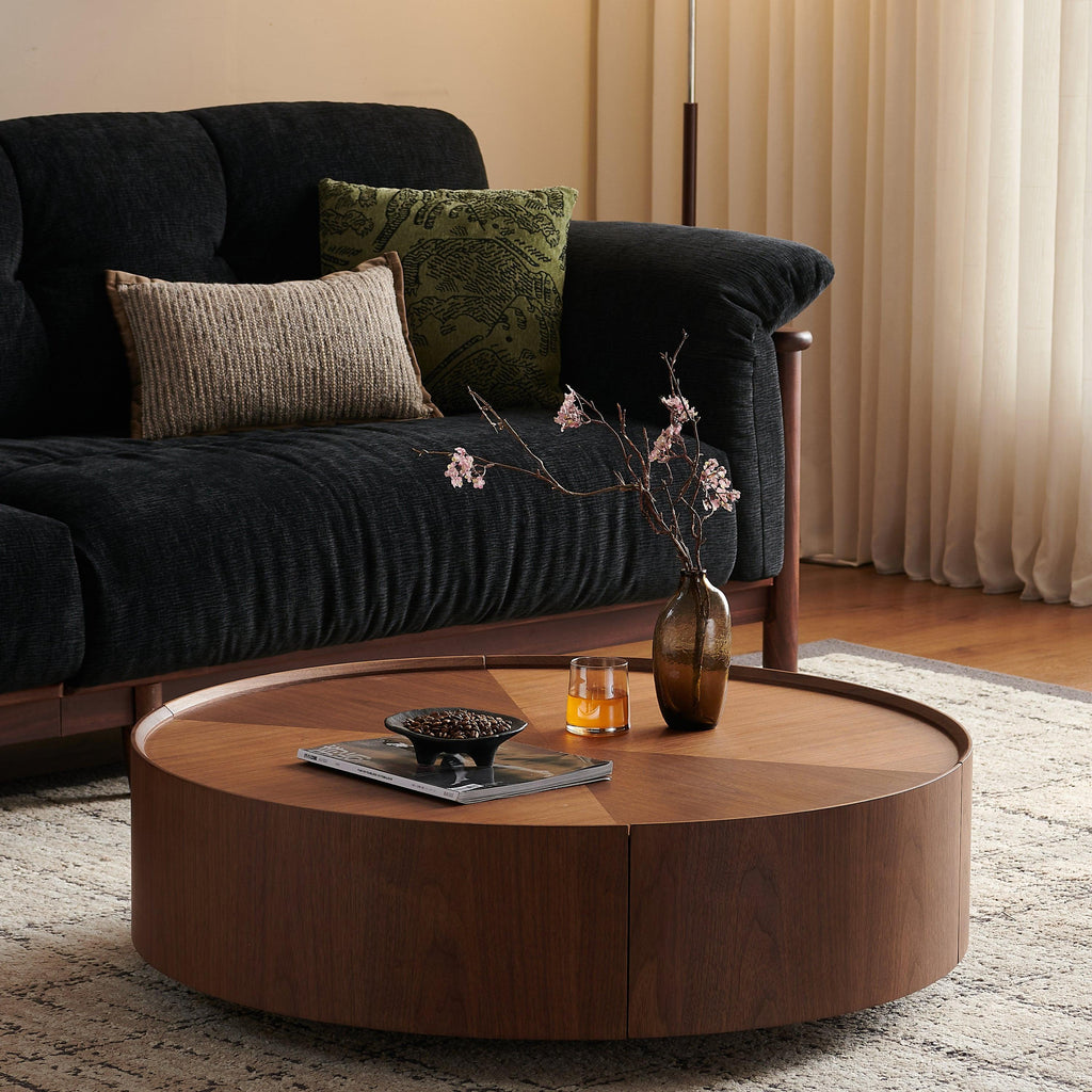 39.3-Inch Walnut Coffee Table for Living Room.
