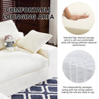 Close-up of White Corduroy Sofa highlighting soft cushioning and spring support system for enhanced lounging comfort.