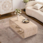 Modern Light Wood Coffee Table with Open Storage.