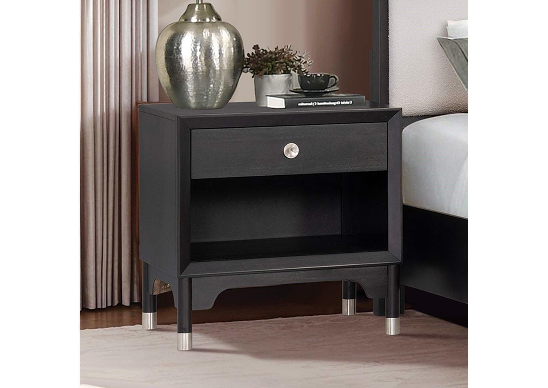 Mid-Century Modern Nightstand with USB Charging Port.