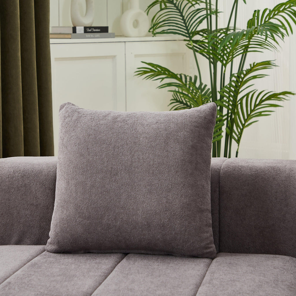 Modular Chenille Curved Sectional Sofa with 4 Pillows.