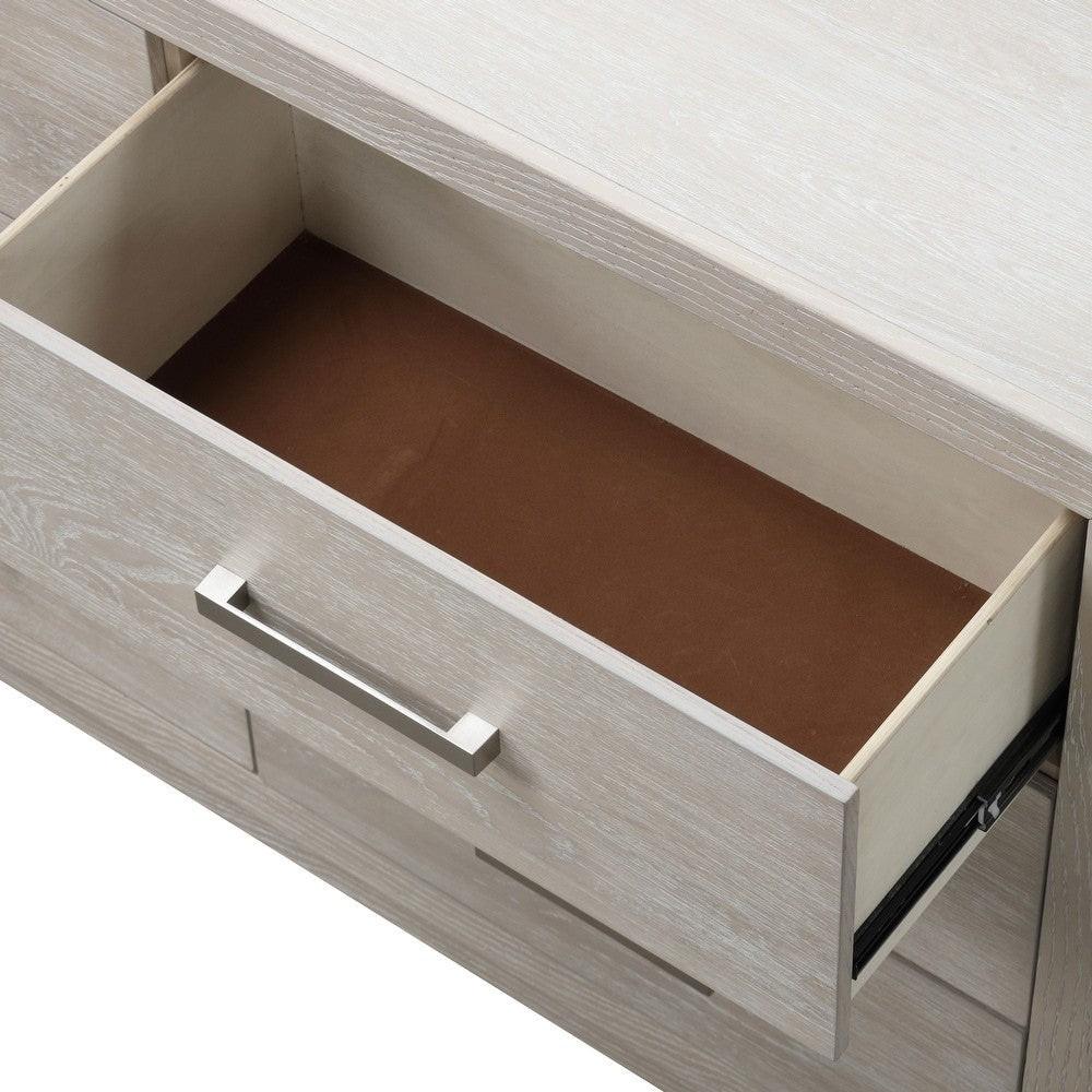 Light Gray Dresser with Mirror - Six Drawers Storage.