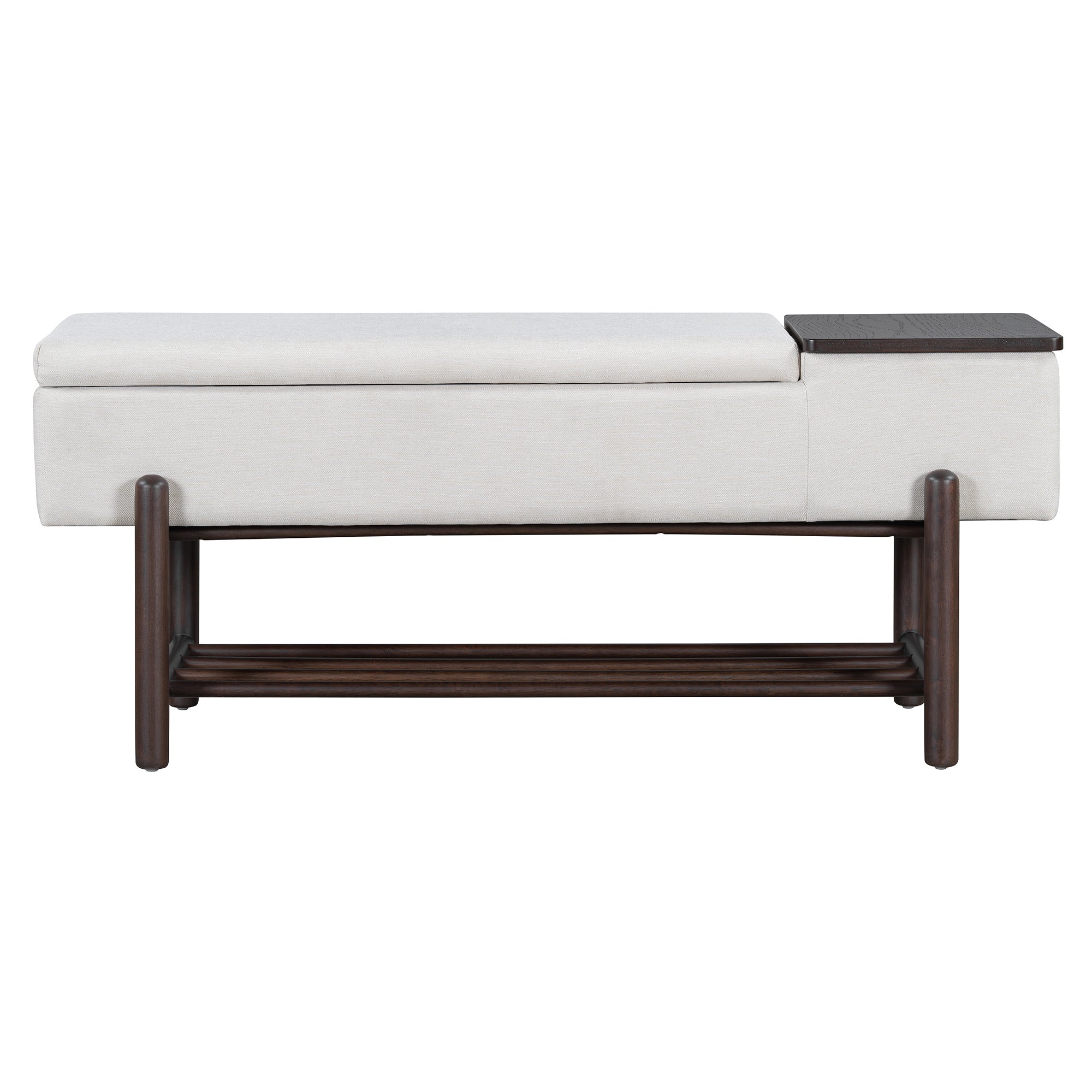 TREXM Farmhouse Upholstered Storage Bench with Hidden Compartment, Modern Entryway Bench for Living Room, Entryway, and Hallways (Espresso)