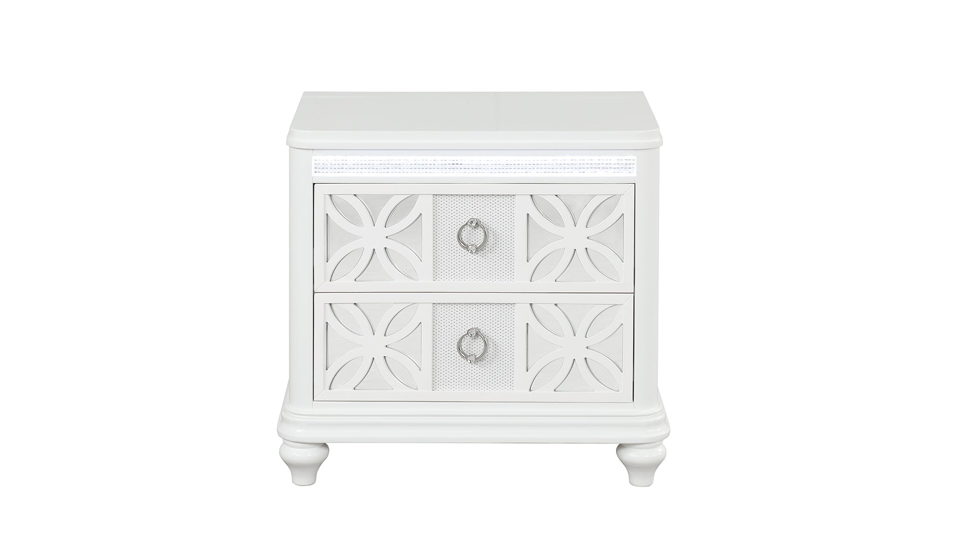 Abigale Modern White Wood 2-Drawer Nightstand with LED Lighting
