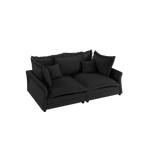 90.55 Modern Comfy Upholstered Sofa Cloud Couch, Deep Seat Couches with Multiple Large Soft Pillows,Convertible Deep Seat Chaise Longue for Living Room Bedroom,Apartment,Office,BLACK