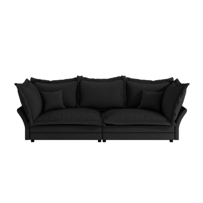 90.55 Modern Comfy Upholstered Sofa Cloud Couch, Deep Seat Couches with Multiple Large Soft Pillows,Convertible Deep Seat Chaise Longue for Living Room Bedroom,Apartment,Office,BLACK