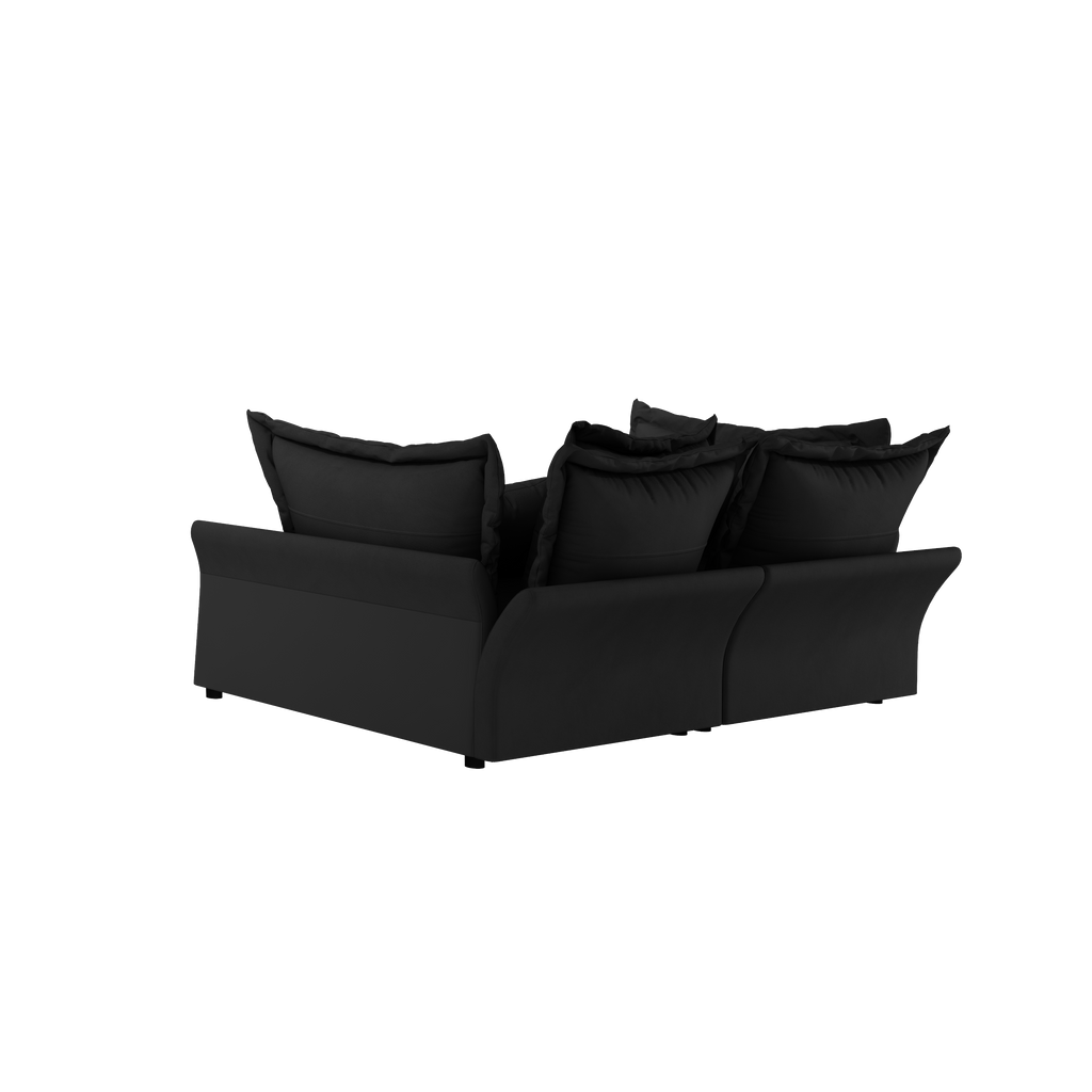 90.55 Modern Comfy Upholstered Sofa Cloud Couch, Deep Seat Couches with Multiple Large Soft Pillows,Convertible Deep Seat Chaise Longue for Living Room Bedroom,Apartment,Office,BLACK