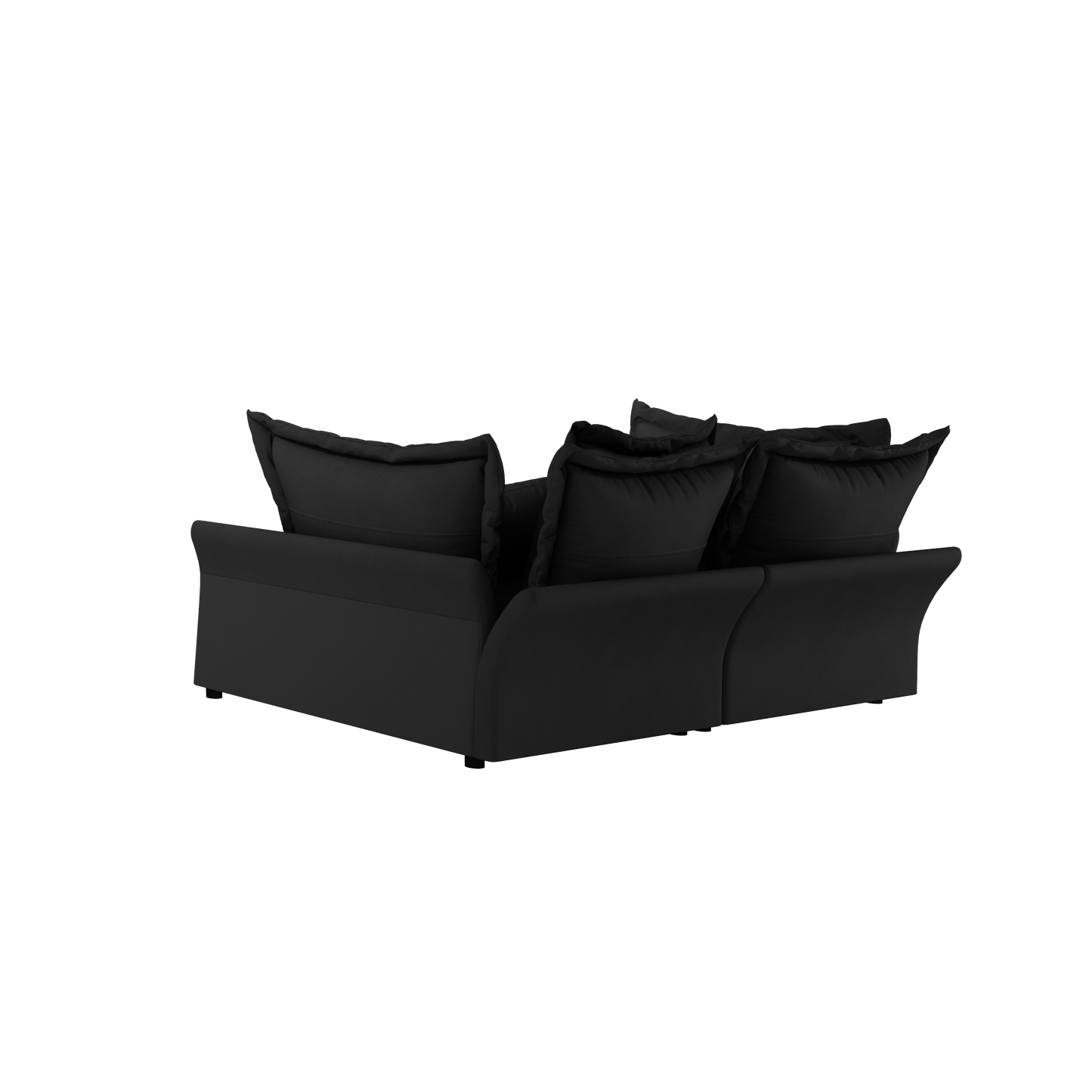 90.55 Modern Comfy Upholstered Sofa Cloud Couch, Deep Seat Couches with Multiple Large Soft Pillows,Convertible Deep Seat Chaise Longue for Living Room Bedroom,Apartment,Office,BLACK