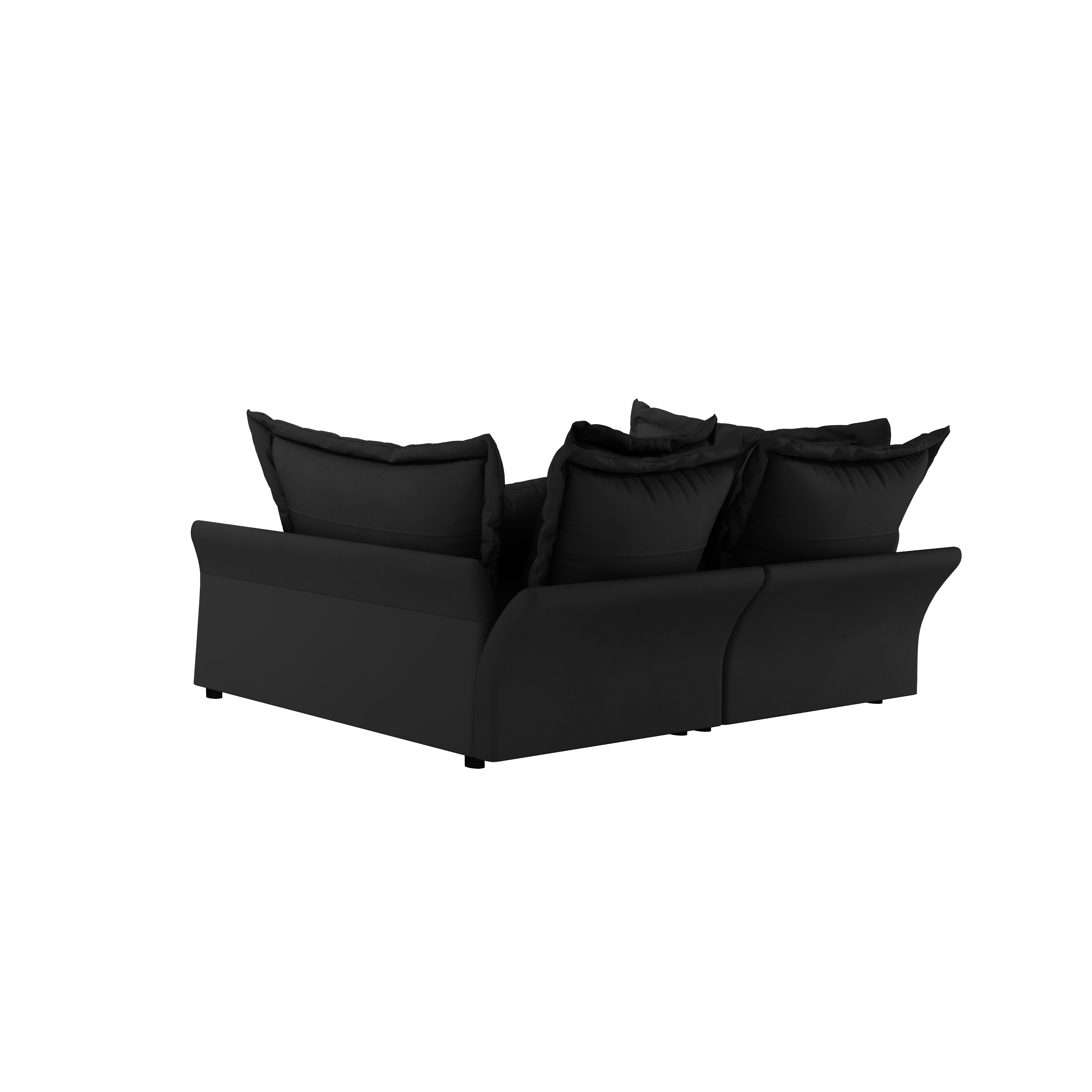 90.55 Modern Comfy Upholstered Sofa Cloud Couch, Deep Seat Couches with Multiple Large Soft Pillows,Convertible Deep Seat Chaise Longue for Living Room Bedroom,Apartment,Office,BLACK