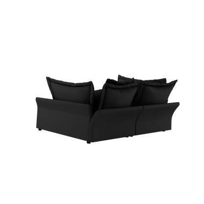 90.55 Modern Comfy Upholstered Sofa Cloud Couch, Deep Seat Couches with Multiple Large Soft Pillows,Convertible Deep Seat Chaise Longue for Living Room Bedroom,Apartment,Office,BLACK