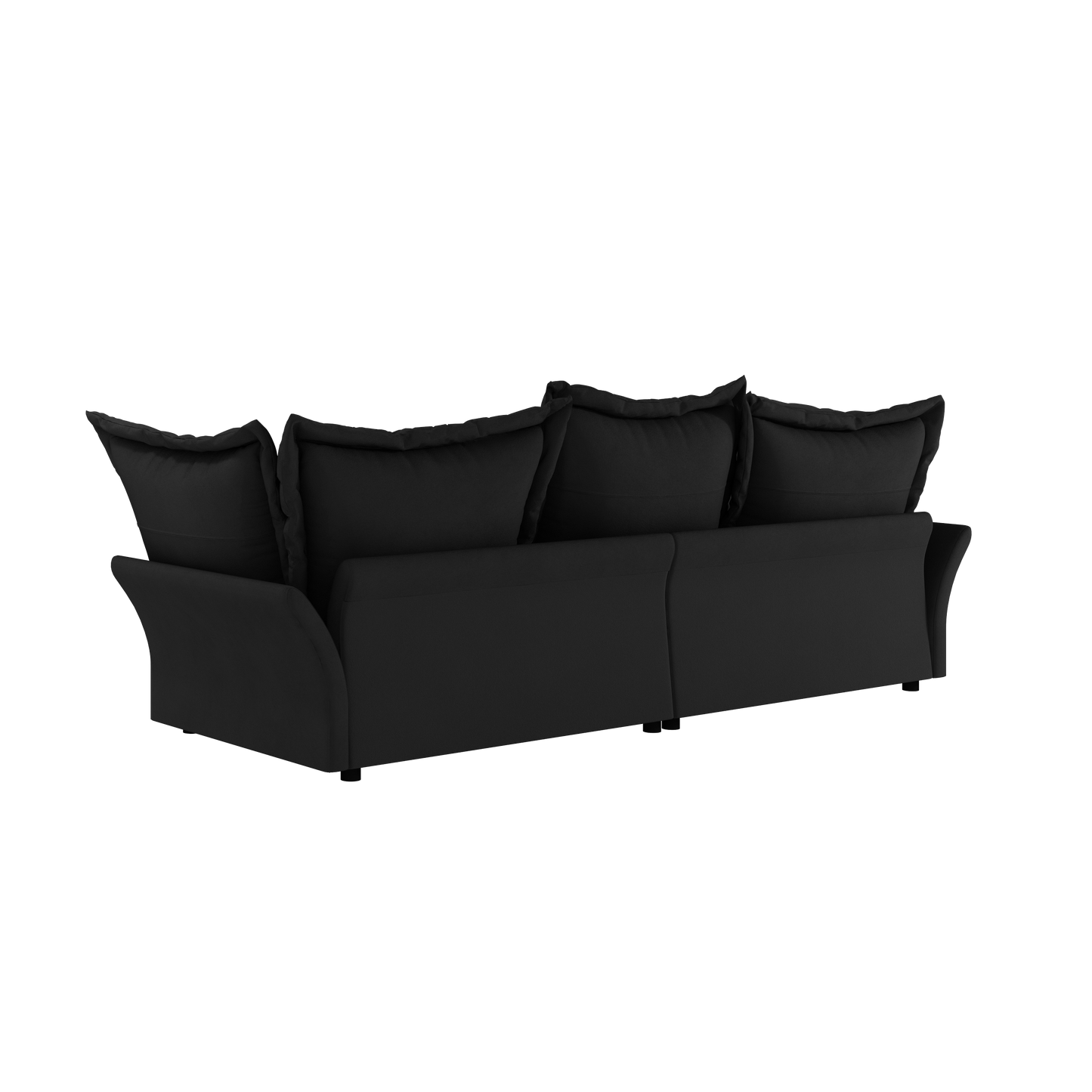 90.55 Modern Comfy Upholstered Sofa Cloud Couch, Deep Seat Couches with Multiple Large Soft Pillows,Convertible Deep Seat Chaise Longue for Living Room Bedroom,Apartment,Office,BLACK