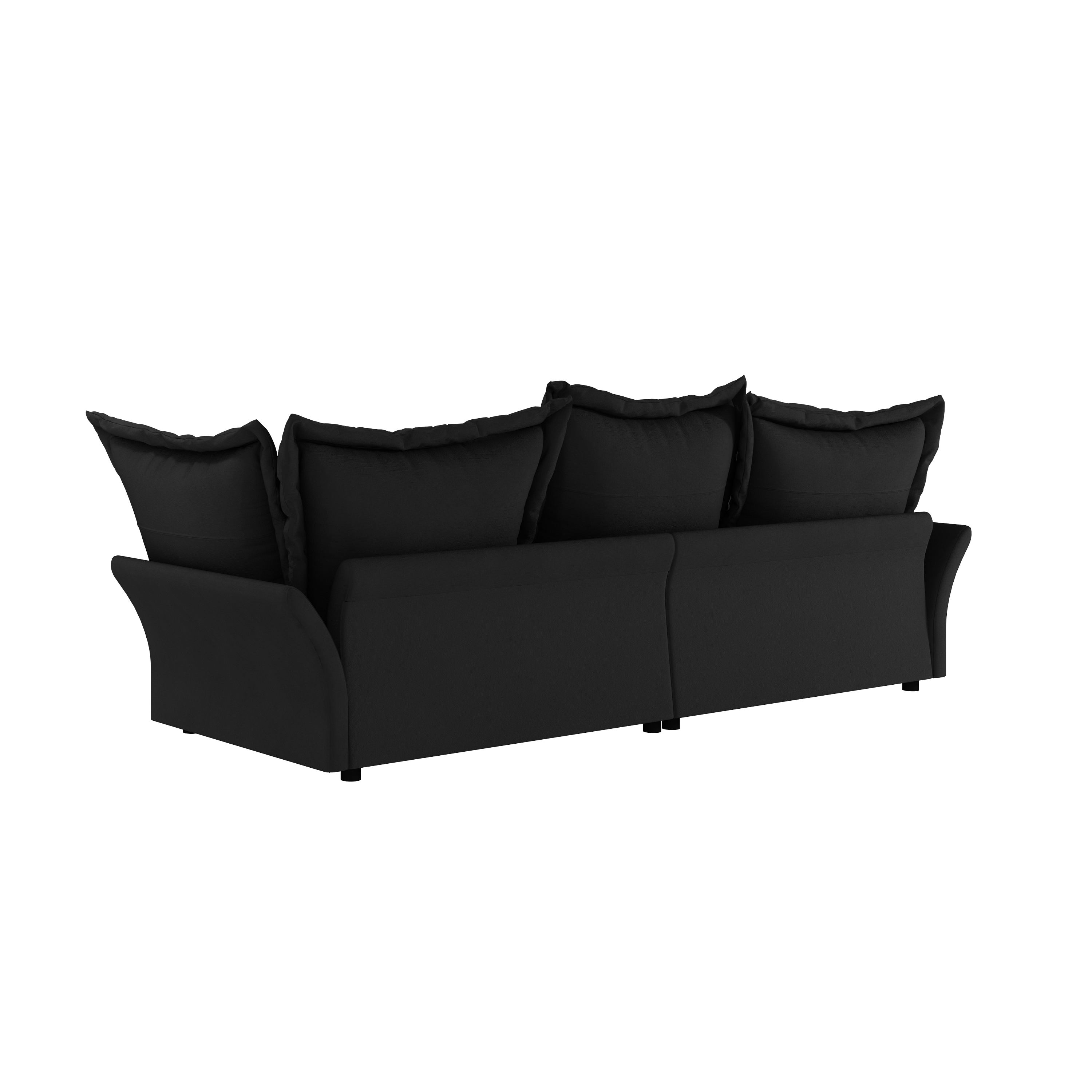 90.55 Modern Comfy Upholstered Sofa Cloud Couch, Deep Seat Couches with Multiple Large Soft Pillows,Convertible Deep Seat Chaise Longue for Living Room Bedroom,Apartment,Office,BLACK