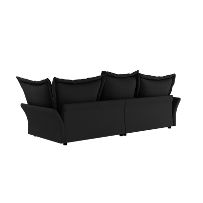 90.55 Modern Comfy Upholstered Sofa Cloud Couch, Deep Seat Couches with Multiple Large Soft Pillows,Convertible Deep Seat Chaise Longue for Living Room Bedroom,Apartment,Office,BLACK
