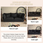 90.55 Modern Comfy Upholstered Sofa Cloud Couch, Deep Seat Couches with Multiple Large Soft Pillows,Convertible Deep Seat Chaise Longue for Living Room Bedroom,Apartment,Office,BLACK