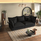 90.55 Modern Comfy Upholstered Sofa Cloud Couch, Deep Seat Couches with Multiple Large Soft Pillows,Convertible Deep Seat Chaise Longue for Living Room Bedroom,Apartment,Office,BLACK