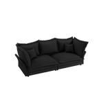 90.55 Modern Comfy Upholstered Sofa Cloud Couch, Deep Seat Couches with Multiple Large Soft Pillows,Convertible Deep Seat Chaise Longue for Living Room Bedroom,Apartment,Office,BLACK