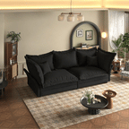 90.55 Modern Comfy Upholstered Sofa Cloud Couch, Deep Seat Couches with Multiple Large Soft Pillows,Convertible Deep Seat Chaise Longue for Living Room Bedroom,Apartment,Office,BLACK