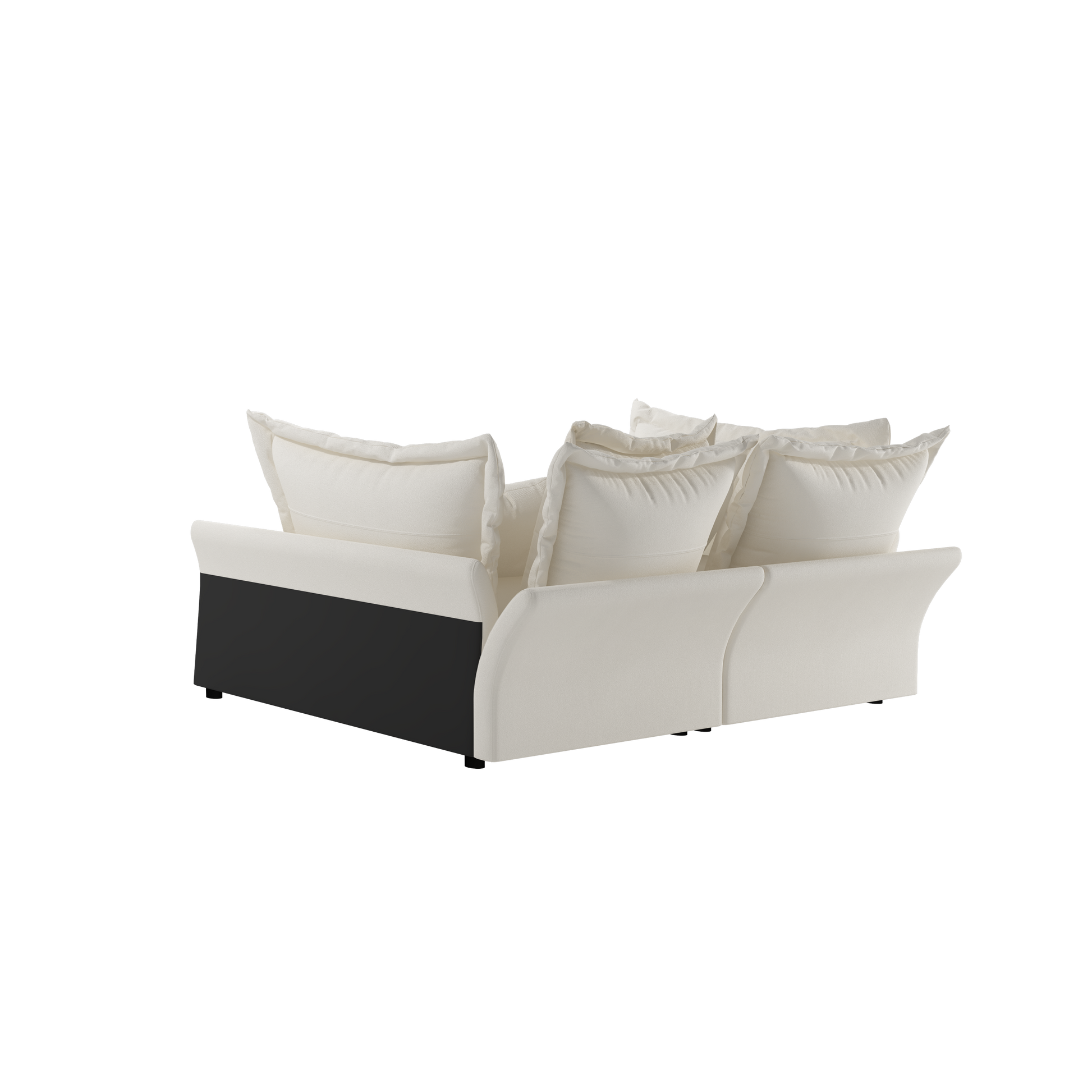 90.55 Modern Comfy Upholstered Sofa Cloud Couch, Deep Seat Couches with Multiple Large Soft Pillows,Convertible Deep Seat Chaise Longue for Living Room Bedroom,Apartment,Office,BEIGE