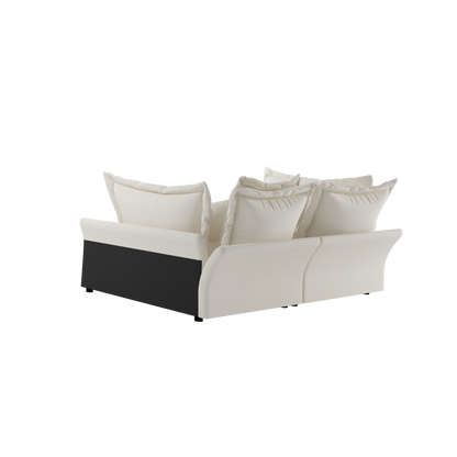 90.55 Modern Comfy Upholstered Sofa Cloud Couch, Deep Seat Couches with Multiple Large Soft Pillows,Convertible Deep Seat Chaise Longue for Living Room Bedroom,Apartment,Office,BEIGE