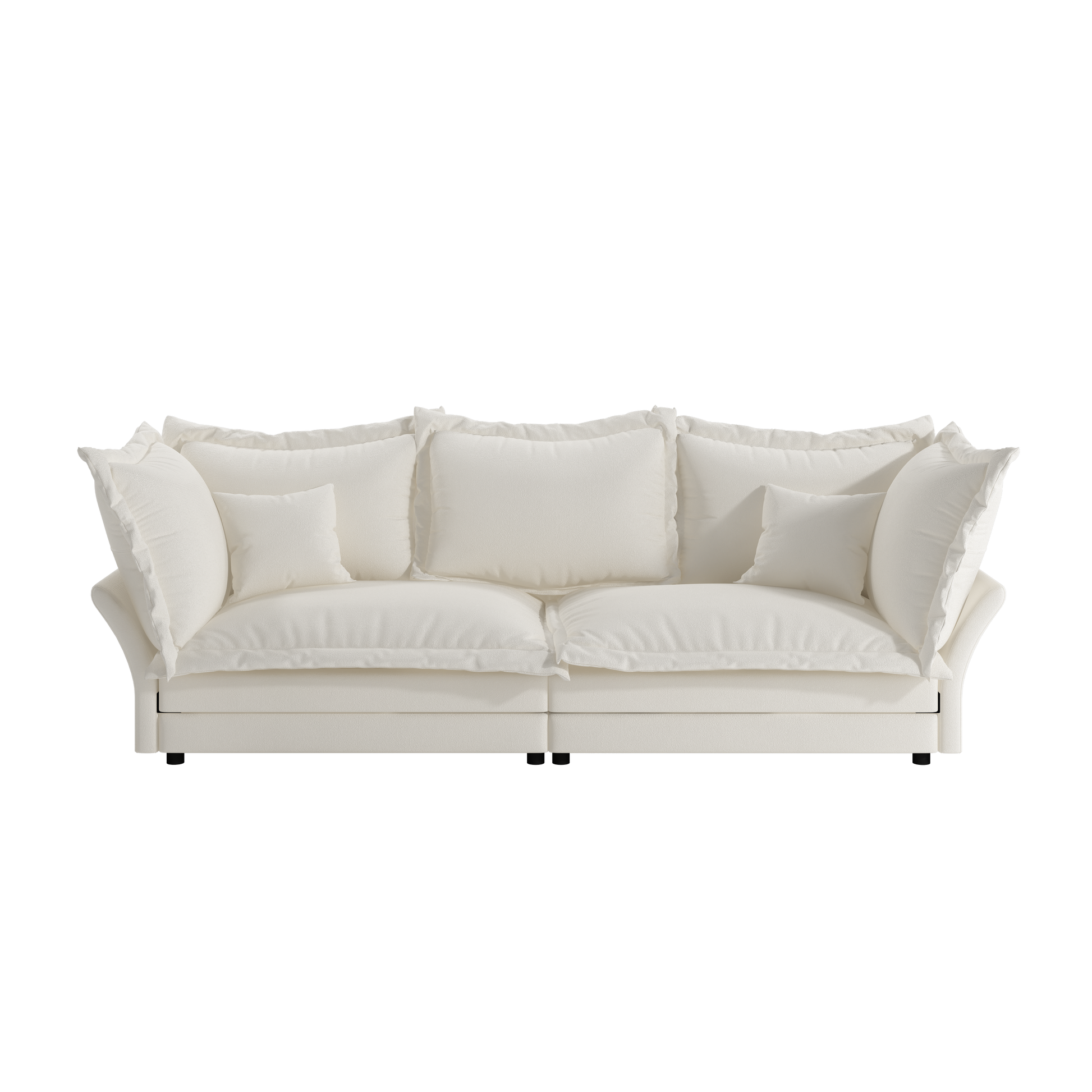 90.55 Modern Comfy Upholstered Sofa Cloud Couch, Deep Seat Couches with Multiple Large Soft Pillows,Convertible Deep Seat Chaise Longue for Living Room Bedroom,Apartment,Office,BEIGE